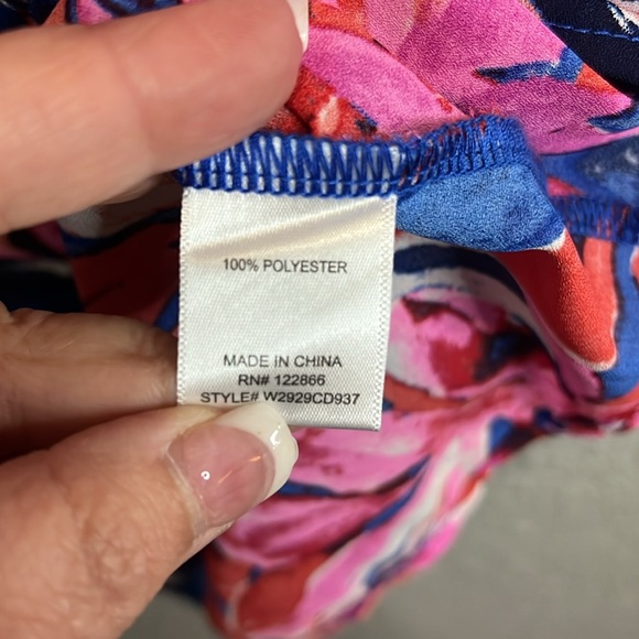 Chenault size 1X blouse pink red blue sleeveless - Picture 5 of 6